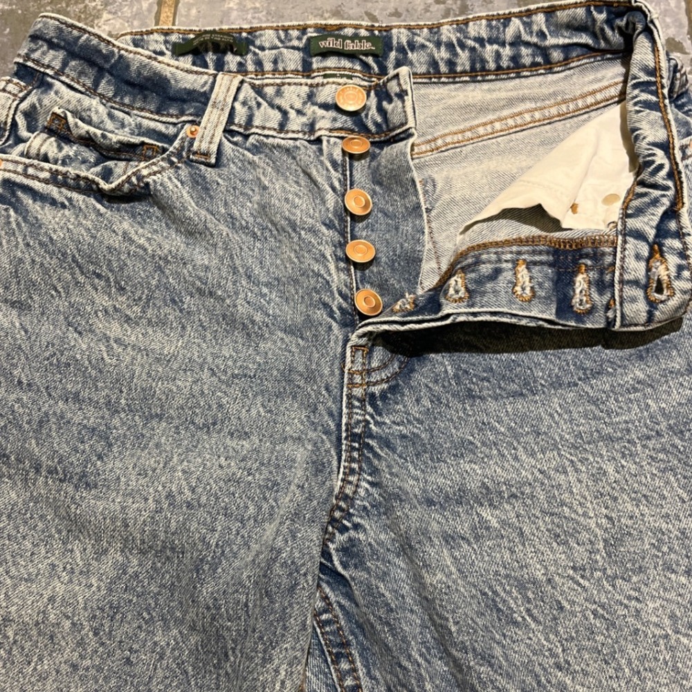 Wild Fable Jeans Womens 6 Blue High Rise Button Fly Straight Leg Acid Wash Denim - Picture 4 of 9